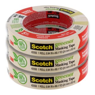 Scotch Green Masking Tape For General Painting 1 Inch X 60 Yards Pack Of 3
