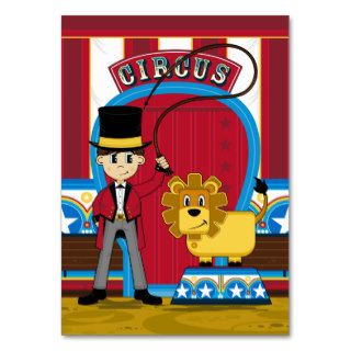 Circus Ringmaster and Lion Bookmark Business Card Template