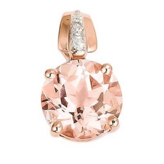0mm Morganite and Diamond Accent Necklace Charm in 14K Rose Gold