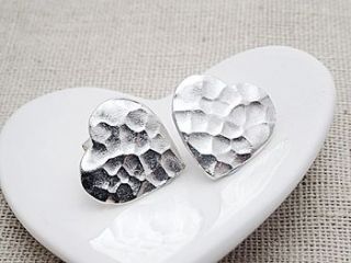 hammered heart silver stud earrings by sophie jones jewellery