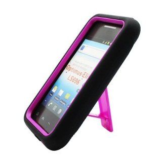 Bundle Accessory for Sprint Lg Optimus Elite Ls696   Black Skin Purple Hard Armor Case with Stand + Lf Stylus Pen + Lf Screen Wiper Cell Phones & Accessories