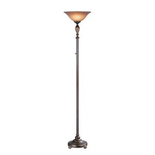 Lite Source 71 in 3 Way Switch Dark Bronze Torchiere Indoor Floor Lamp with Glass Shade