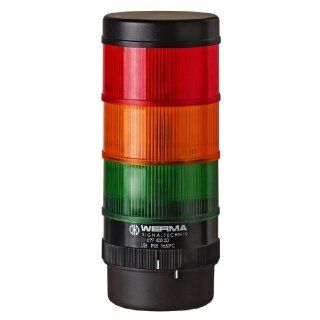 Werma 697 400 55 Kompakt 71 LED Light Signal Tower with Tube Mounting, 24VDC, Red/Yellow/Green Tower Stack Lights