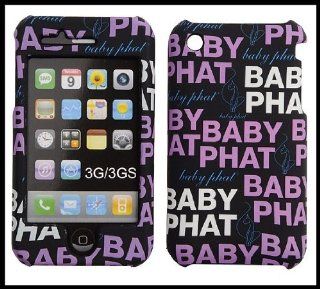 iPhone 3G 3GS Baby Phat (Licensed) Hard Shell Snap on Cover Case Repeat Word "Baby Phat" Design + Clear Screen Protector Cell Phones & Accessories