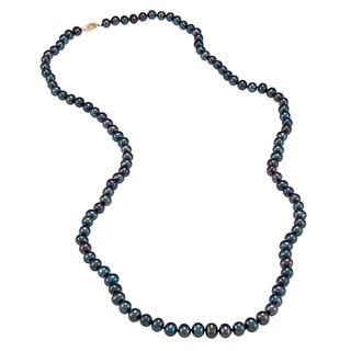 DaVonna 14k 6.5 7mm Black Freshwater Cultured Pearl Strand Necklace (16 36 inches) DaVonna Pearl Necklaces
