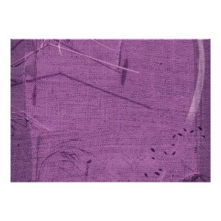 Purple grunge fabric background type design personalized invites