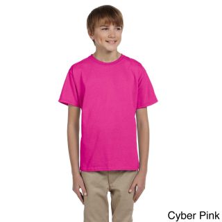 Jerzees Youth Boys Hidensi t Cotton T shirt Pink Size L (14 16)