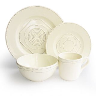 Gabrielle Cream Dotted Earthenware 16 piece Dinnerware Set