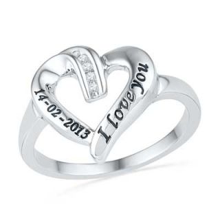 Diamond Accent Heart Promise Ring in Sterling Silver (2 Lines)   Zales
