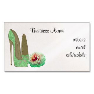 Lime Green Stilettos and Rose Business Card
