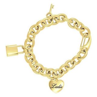 Ladies Name Locket Bracelet in Gold Ion Plated Stainless Steel (8