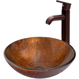 Vigo Kenyan Twilight Glass Vessel Sink And Seville Oil Rubbed Bronze Faucet Set