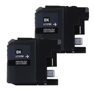 Brother Lc107 Black Compatible Ink Cartridge (remanufactured) (pack Of 2)