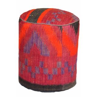 Handmade Southwestern Multicolored Wool Ottoman