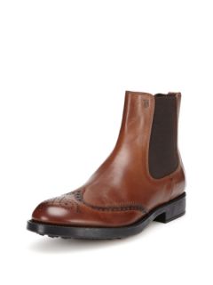 Leather Wingtip Pull Up Ankle Boots by Tods