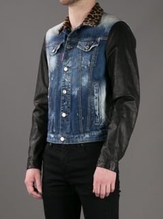 Dsquared2 Leopard Collar Denim Jacket