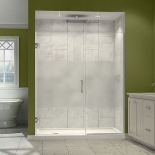 Dreamline Unidoor Plus 72 In. H X 37   38 In. W Frameless Hinged Shower Door, Half Frosted Glass