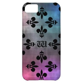 Pretty gothic fleur de lis pattern in cool colors case for iPhone 5C