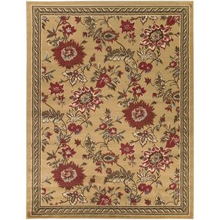 Beige Contemporary Floral Area Rug (53 X 7)