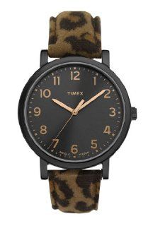 Timex Womens Modern Originals Easy Reader Black Dial Resin Case Leopard Style Watch T2N711 Watches