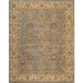 Hand knotted Ziegler Blue Beige Vegetable Dyes Wool Rug (10 X 14)