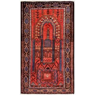 Herat Oriental Semi antique Afghan Hand knotted Tribal Balouchi Red/ Blue Wool Rug (2'6 x 4'4) NA 3x5   4x6 Rugs