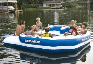 Sea Doo Mega Island 8 Person Inflatable Party Raft w/4 Speaker Music System Toys & Games