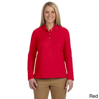 Devon and Jones Womens Pima Piqu?? Long sleeve Polo Shirt Red Size XXL (18)