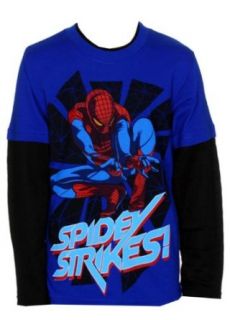 Spider Man Boys Long Sleeve Tee Shirt Blue L Clothing