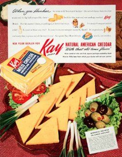 1950 Ad Kay Brand American Mild Cheddar Cheese Kraft Food Book Marye Dahnke Milk   Original Print Ad  