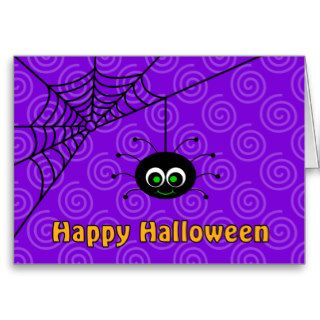 Hanging Spider Web Happy Halloween Card