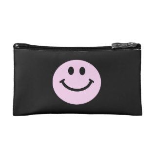 Pink smiley face makeup bags
