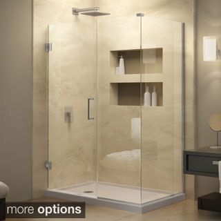 Dreamline Unidoor Plus 30.375   34.375 In. D X 43 In. W Frameless Hinged Shower Enclosure, Clear Glass