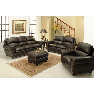 Laguna 4 piece Top Grain Leather Sofa, Loveseat, Armchair And Ottoman