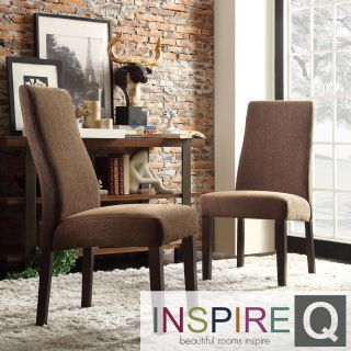 Inspire Q Marcey Chocolate Chenille Wave Back Dining Chair (set Of 2)