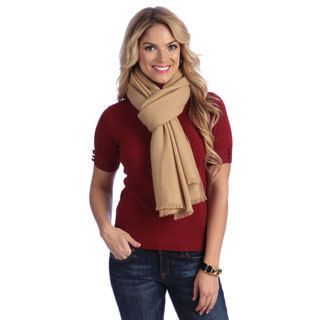 Womens Camel Cashmere Twill Weave Stole