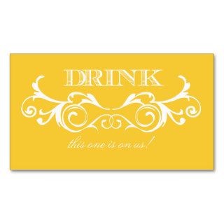 Vintage Swirl Yellow Wedding Drink Ticket Business Card