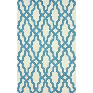 Nuloom Handmade Moroccan Trellis Blue Wool Area Rug (5 X 8)