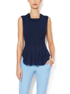 Textured Peplum Top with Silk Trim by Rebecca Taylor
