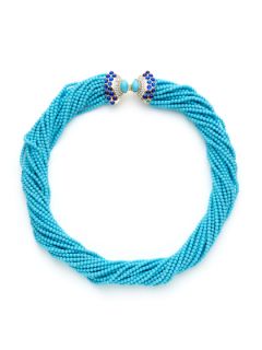 Turquoise Resin Multi Strand Necklace by Kenneth Jay Lane
