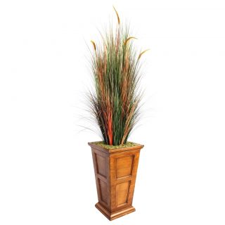 Laura Ashley 79 inch Tall Onion Grass With Cattails In Fiberstone Planter