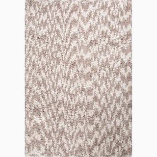 Handmade Ivory/ Taupe Polyester Ultra plush Area Rug (5 X 8)