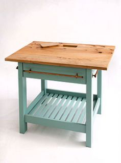 handmade kitchen island with painted base by the old school carpentry company