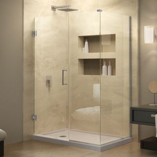 Dreamline Unidoor Plus 30.375   34.375 In. D X 50 In. W Frameless Hinged Shower Enclosure, Clear Glass