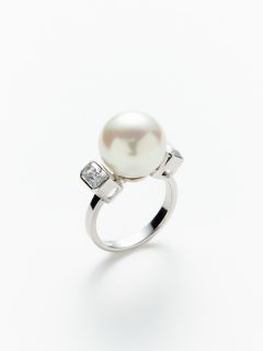 White Pearl & CZ Ring by Majorica