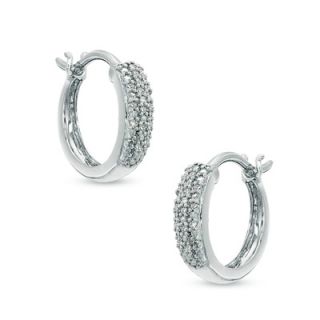 10 CT. T.W. Diamond Triple Row Hoop Earrings in Sterling Silver