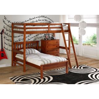 Donco Kids Modular Study Loft With Bottom Twin Contempo Bed And 5 drawer Chest Espresso Size Twin