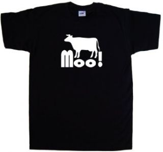 Cow Moo Funny Black T Shirt Clothing