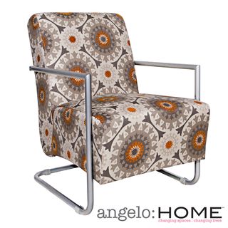 Angelohome Roscoe Chair In Cafe Brown Garden Wheel With Silver Frame