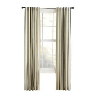 Style Selections Bernard 63 in L Striped Green Back Tab Curtain Panel